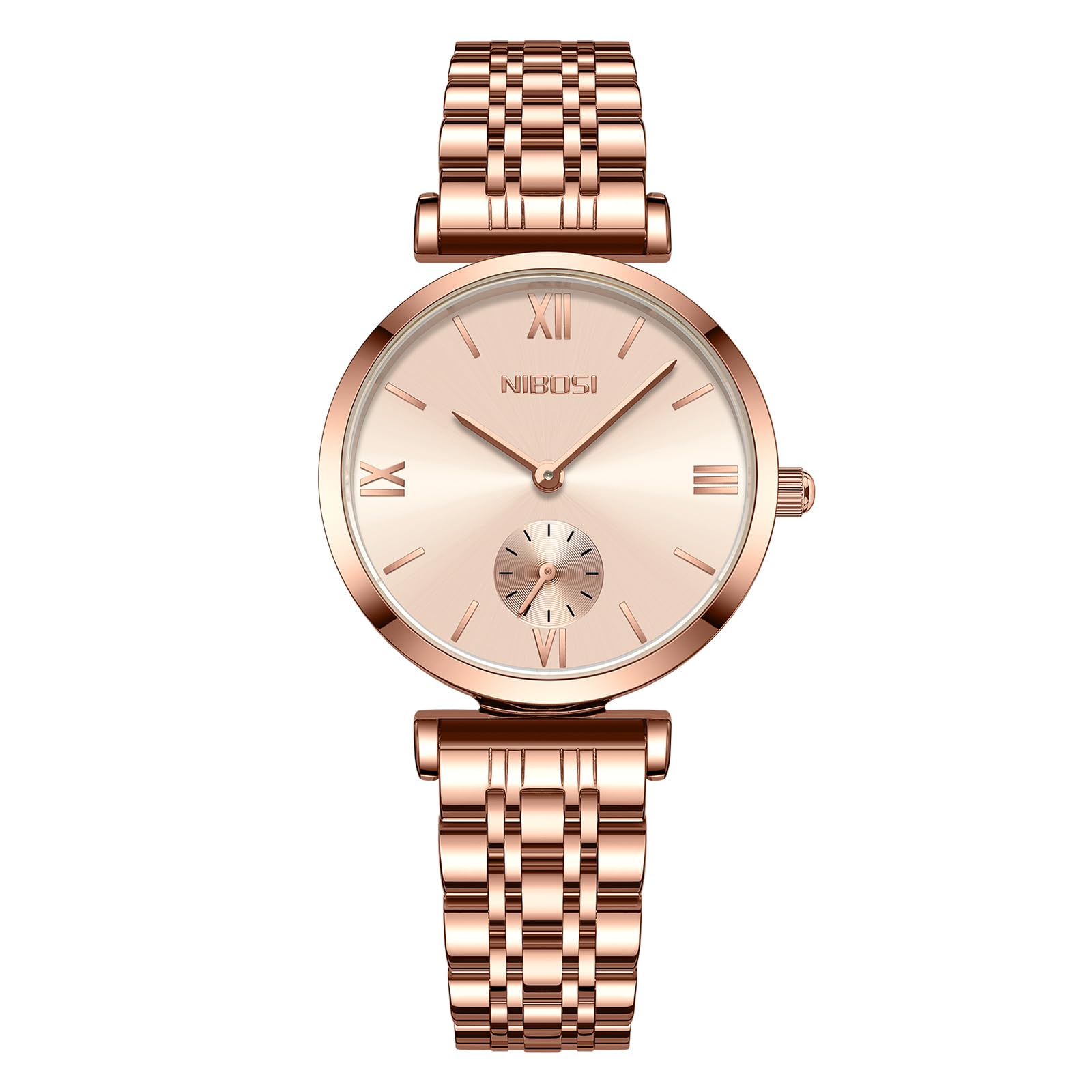 NIBOSI Women Watches Analogue Wrist Watches Watches for Women's & Girls&Miss&Ladies Rose Gold Dial Watch with Stylish Diamond Studded Watch