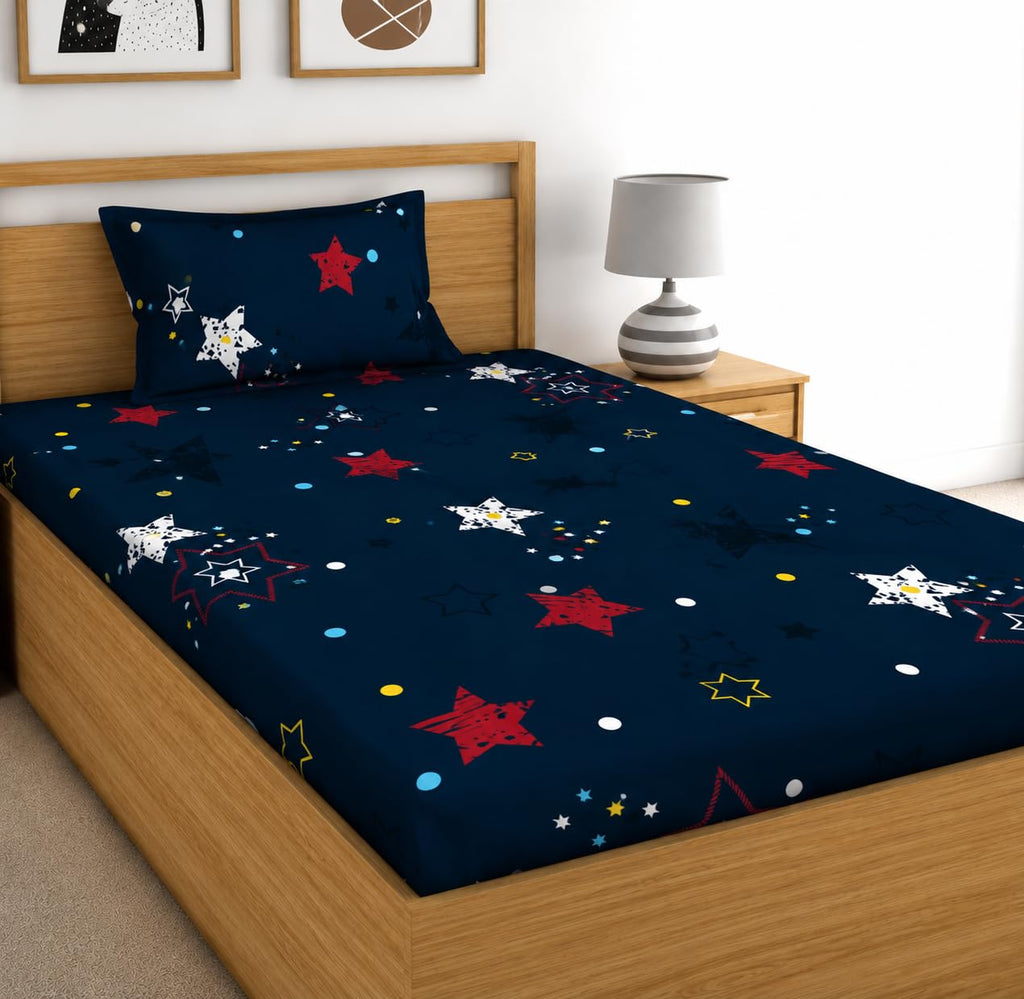 DECORUM Glace Cotton Single Bedsheet with 1 Pillow Cover | Soft, Durable, Lightweight & Skin-Friendly Fabric| Suitable for Single/Diwan Bed Size