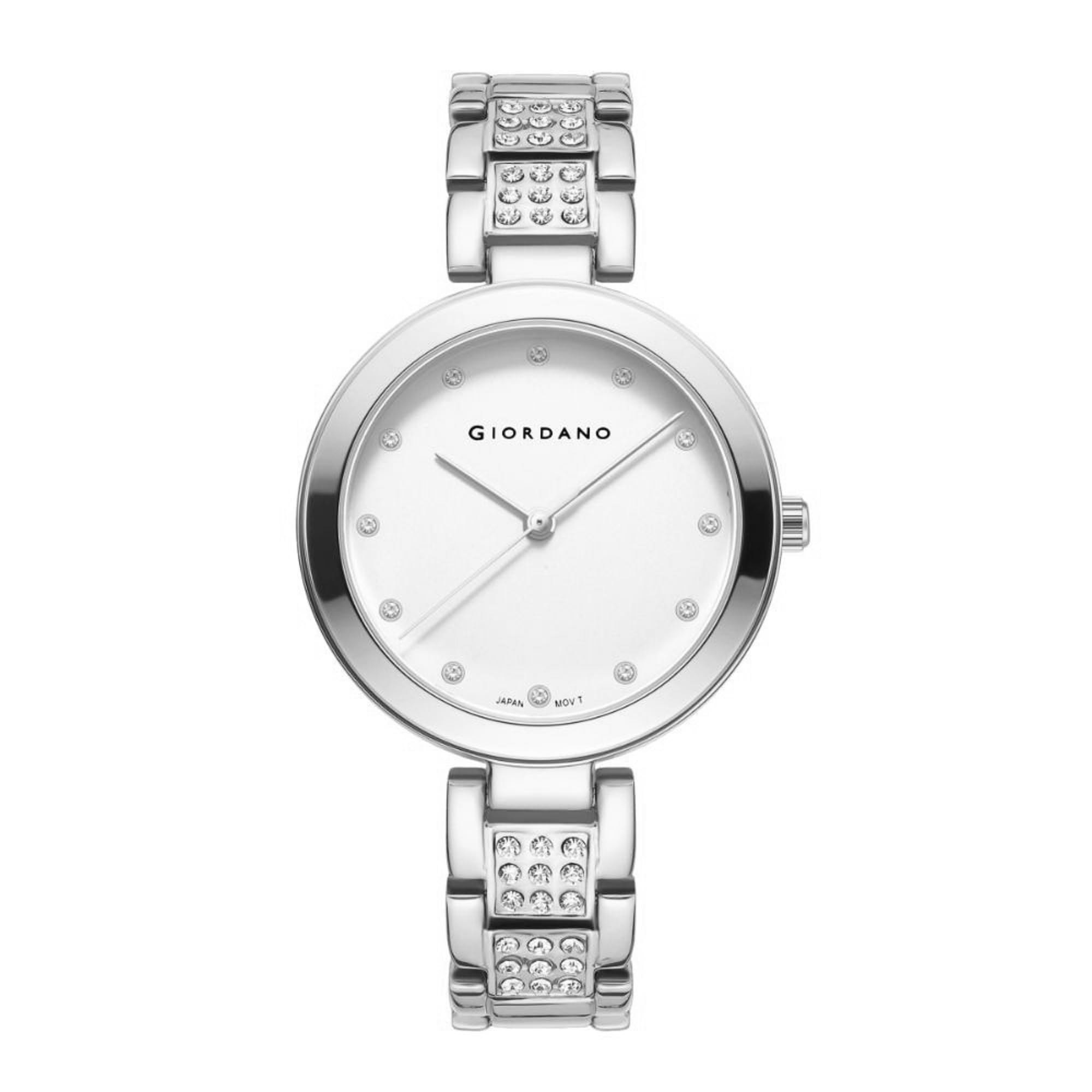 Giordano Eleganza Collection Analog Watch for Women with Crystal-Studded Strap & Diamond Indices