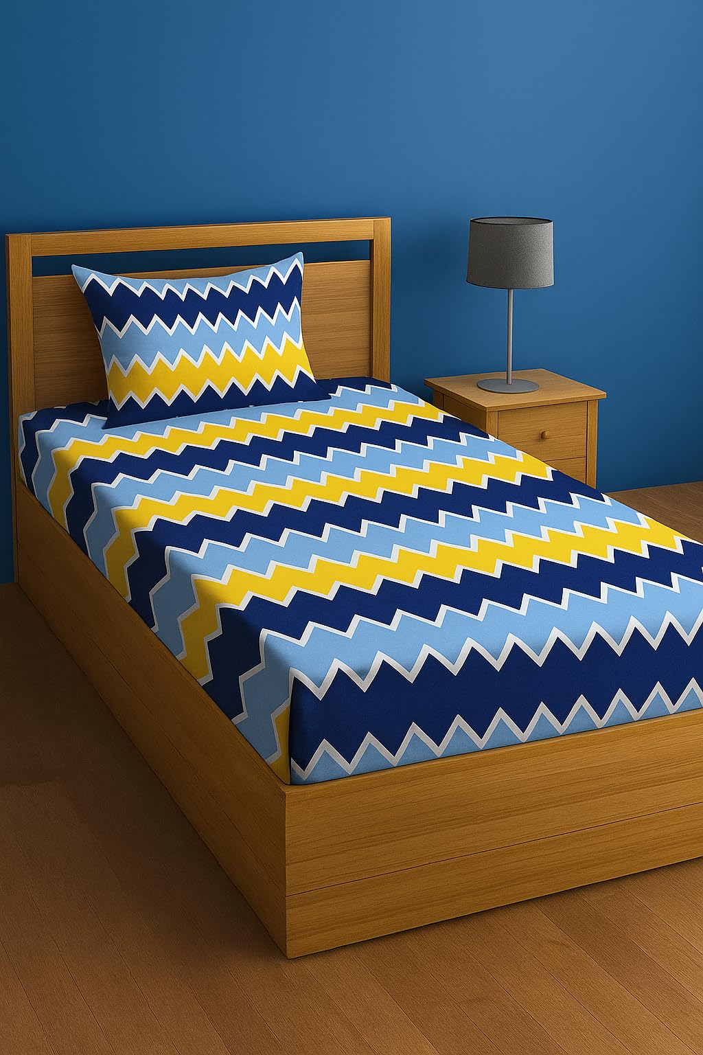 DECORUM Glace Cotton Single Bedsheet with 1 Pillow Cover | Soft, Durable, Lightweight & Skin-Friendly Fabric| Suitable for Single/Diwan Bed Size