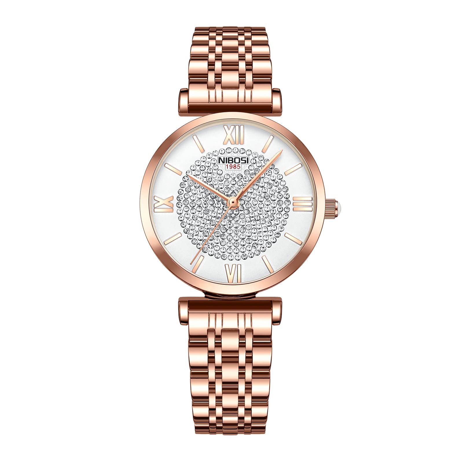NIBOSI Women Watches Analogue Wrist Watches Watches for Women's & Girls&Miss&Ladies Rose Gold Dial Watch with Stylish Diamond Studded Watch