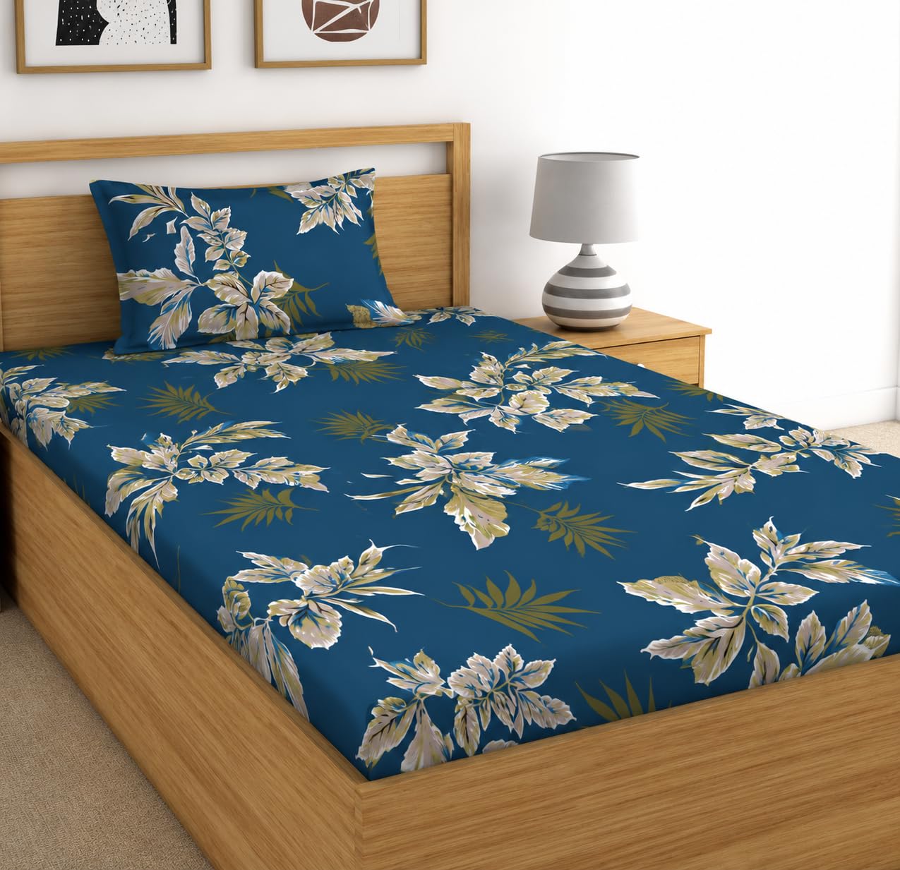 DECORUM Glace Cotton Single Bedsheet with 1 Pillow Cover | Soft, Durable, Lightweight & Skin-Friendly Fabric| Suitable for Single/Diwan Bed Size