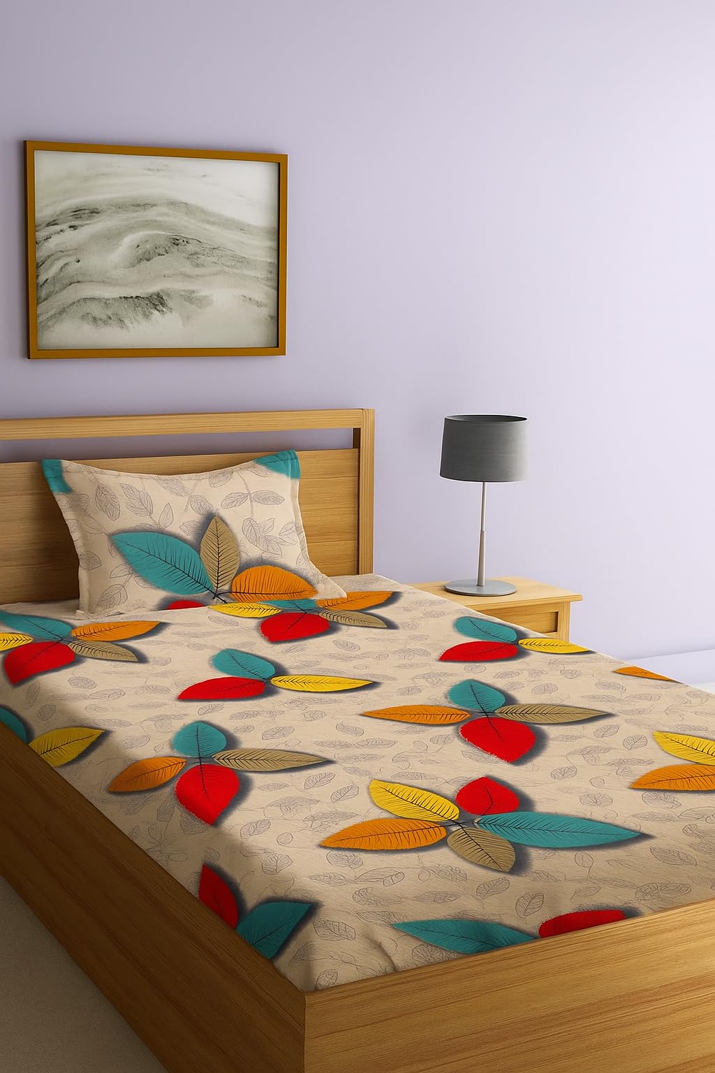 DECORUM Glace Cotton Single Bedsheet with 1 Pillow Cover | Soft, Durable, Lightweight & Skin-Friendly Fabric| Suitable for Single/Diwan Bed Size