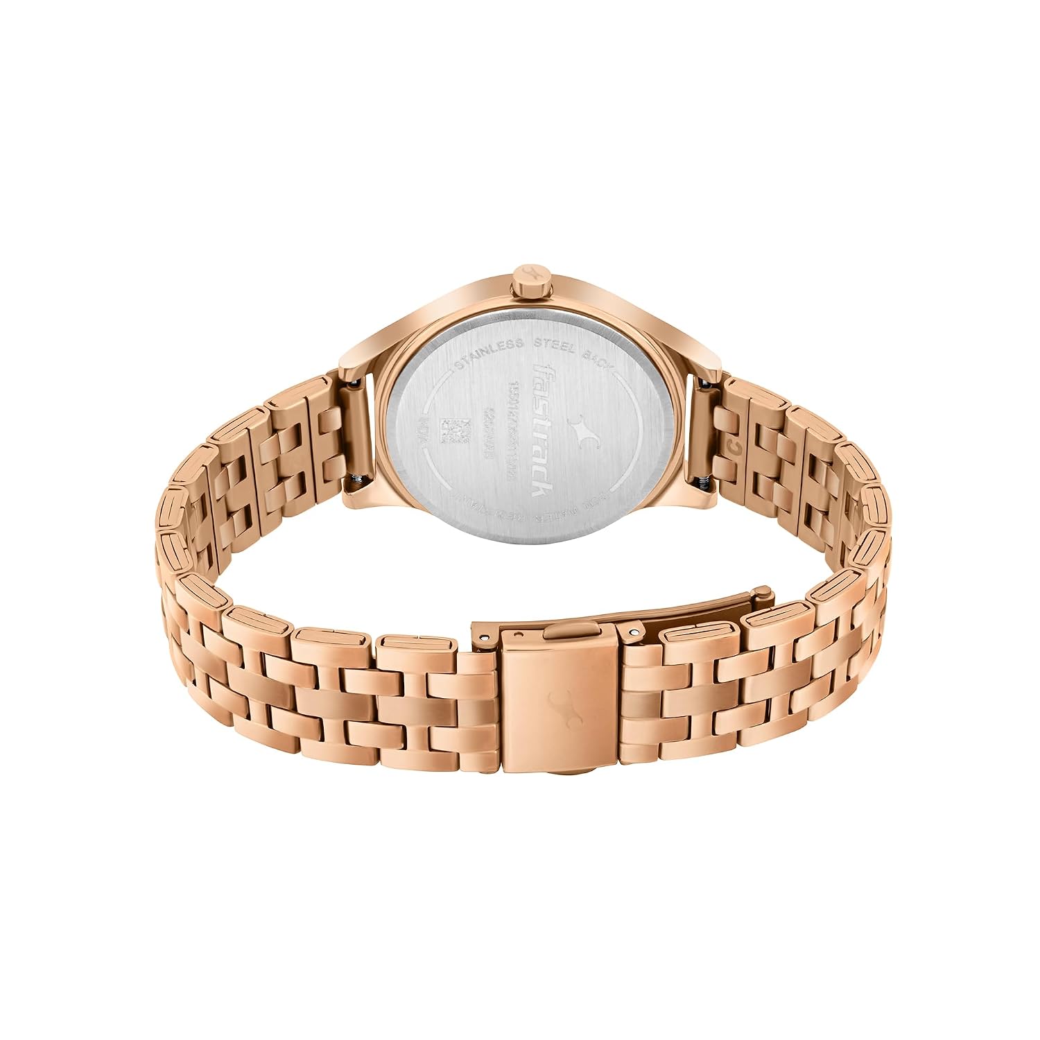 Fastrack Stunners Quartz Analog Black Dial Rose Gold Stainless Steel Strap Watch for Girls - NT6268WM02