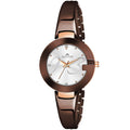 SWISSTONE Analog Women's Stainless Steel Watch (Silver Dial Brown Colored Strap)