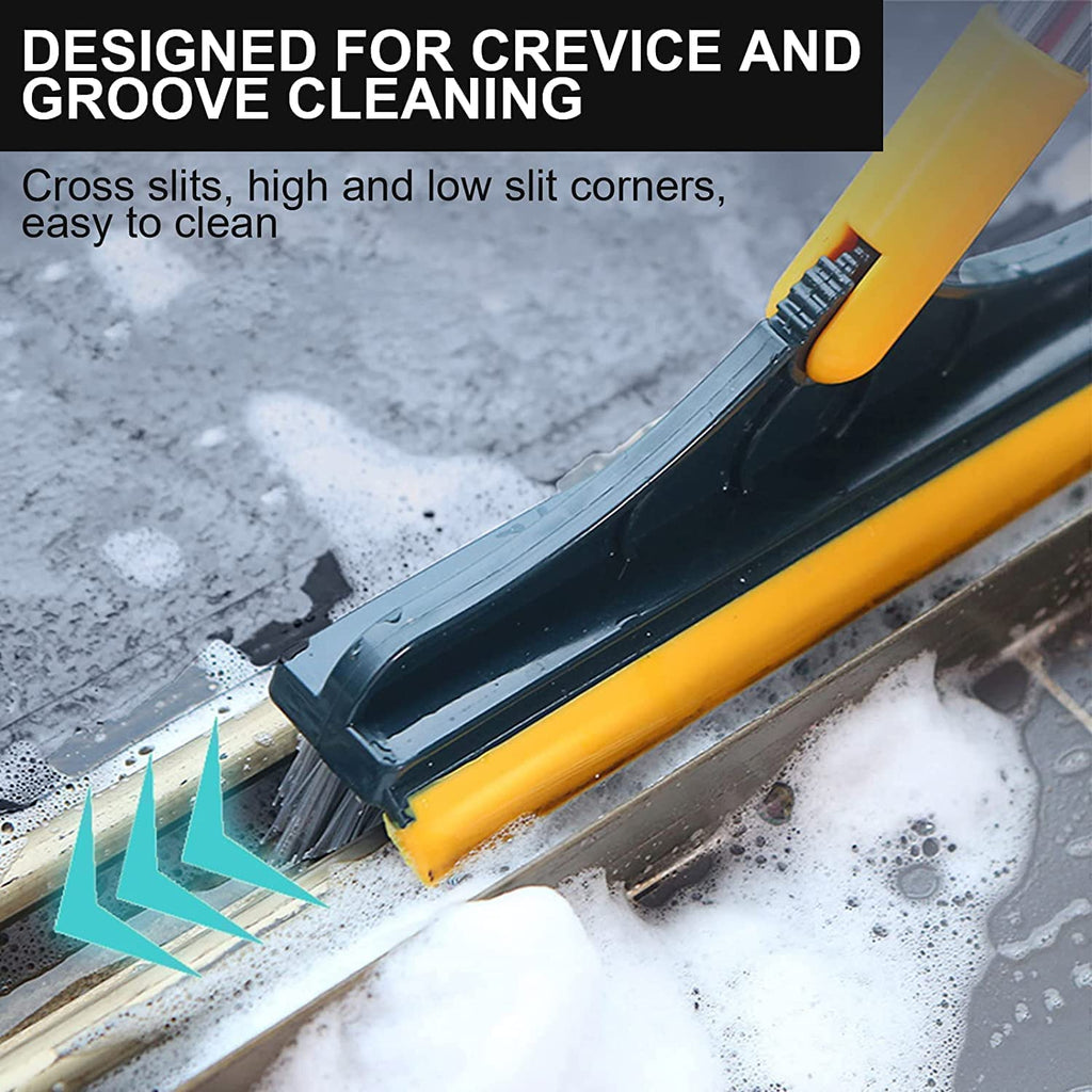 YETI 3-in-1 Bathroom Cleaning Brush with Wiper - Bathroom Cleaning Brush Long Handle 180° Rotate Toilet Brush Bathroom Tiles Cleaning, Wiper Floor Scrub for Kitchen Bathroom Cleaning (Multi-Color)