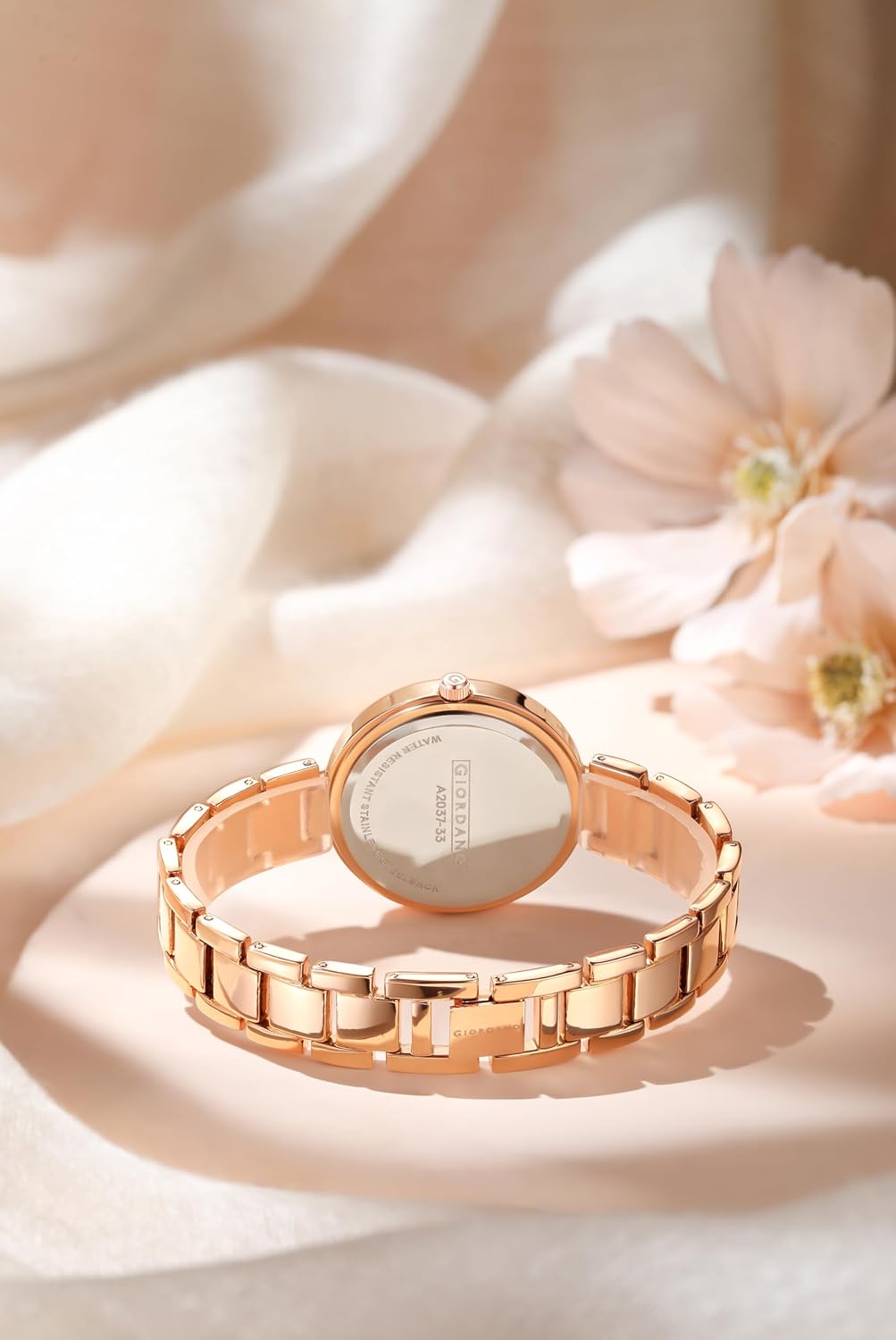 Giordano Eleganza Collection Analog Watch for Women with Crystal-Studded Strap & Diamond Indices