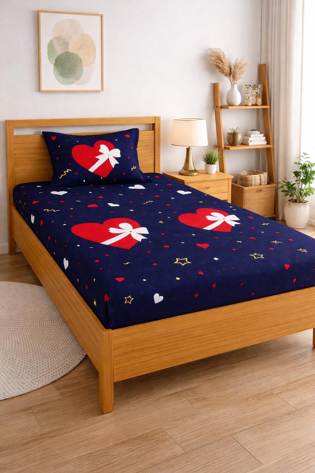 DECORUM Glace Cotton Single Bedsheet with 1 Pillow Cover | Soft, Durable, Lightweight & Skin-Friendly Fabric| Suitable for Single/Diwan Bed Size