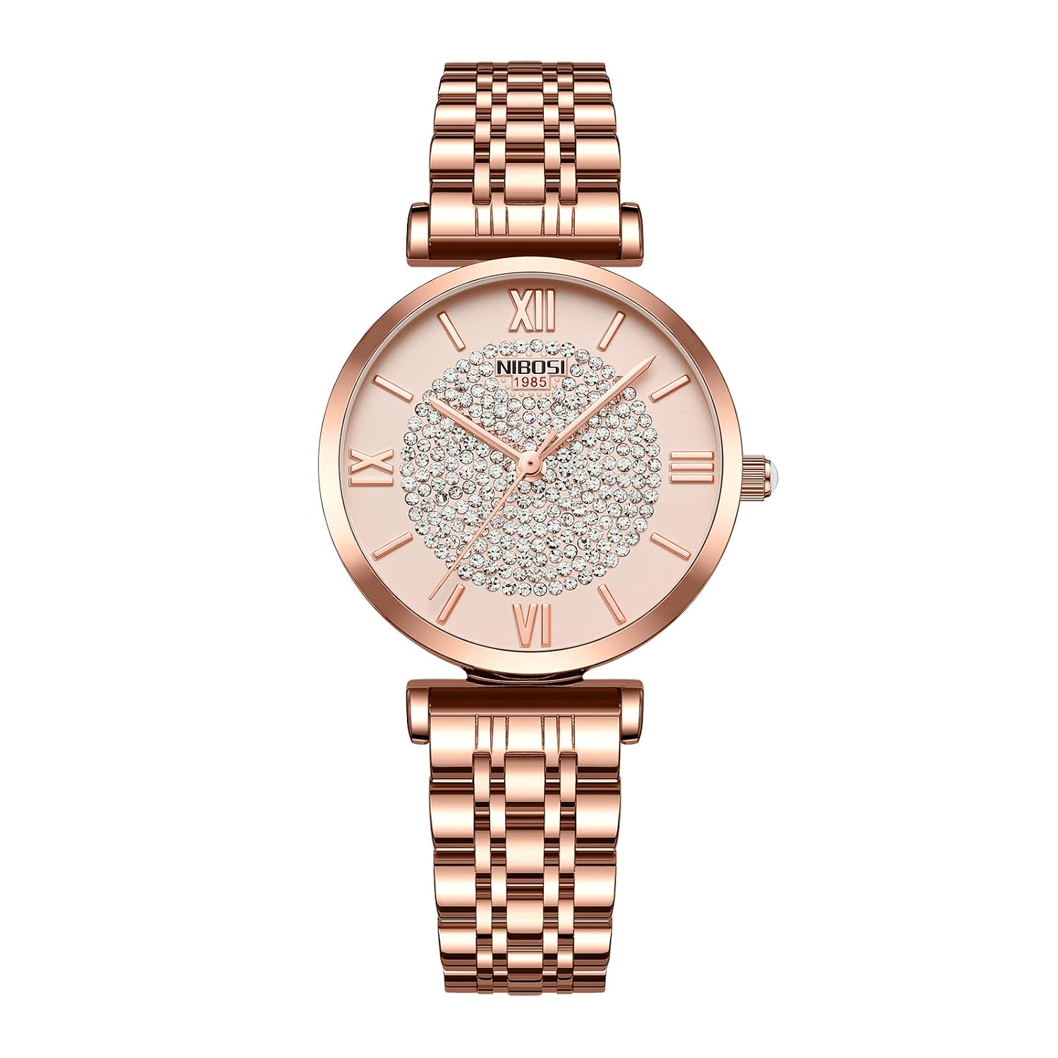 NIBOSI Women Watches Analogue Wrist Watches Watches for Women's & Girls&Miss&Ladies Rose Gold Dial Watch with Stylish Diamond Studded Watch