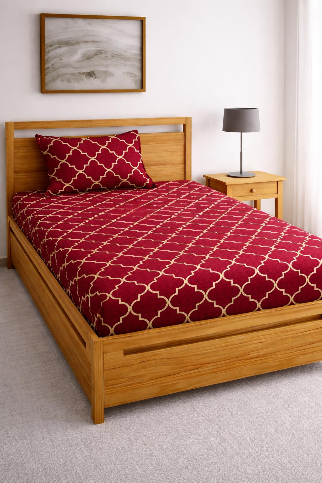 DECORUM Glace Cotton Single Bedsheet with 1 Pillow Cover | Soft, Durable, Lightweight & Skin-Friendly Fabric| Suitable for Single/Diwan Bed Size