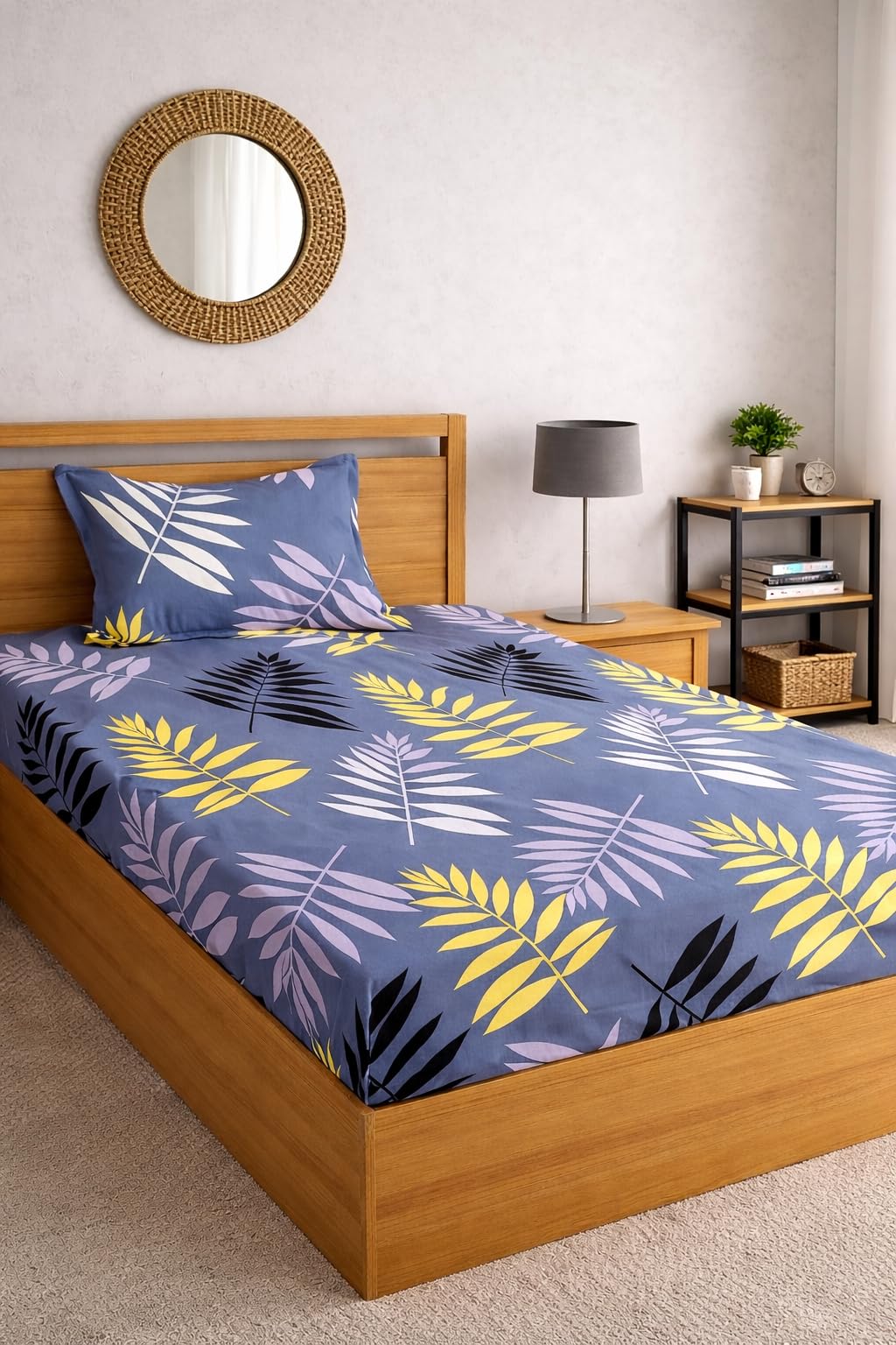 DECORUM Glace Cotton Single Bedsheet with 1 Pillow Cover | Soft, Durable, Lightweight & Skin-Friendly Fabric| Suitable for Single/Diwan Bed Size