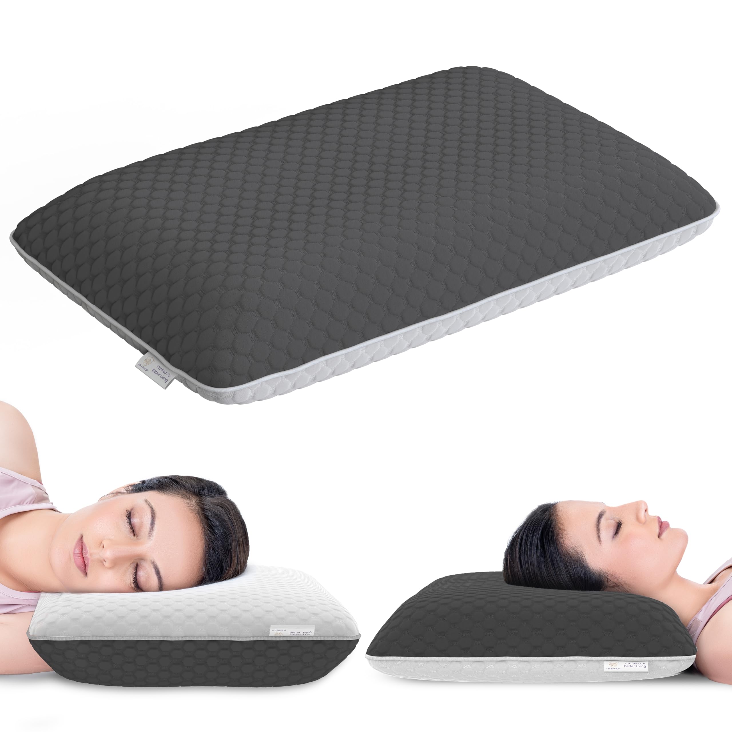 MY ARMOR Cervical Memory Foam Pillow for Neck Pain Relief | Butterfly Orthopedic Contour Pillow | Dual Height Ergonomic Design for Side, Back Sleepers | Shoulder Support Cushion with Arm Rest